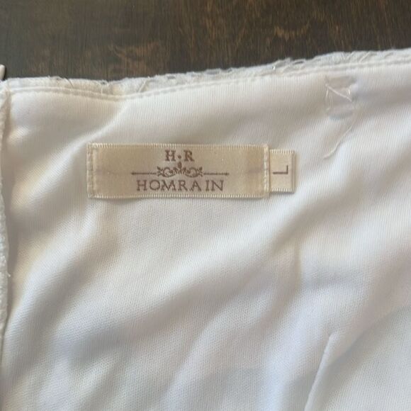 HomRain Elegant Lace Floral Wedding Guest Off The Shoulder High Low Dress - Picture 14 of 16